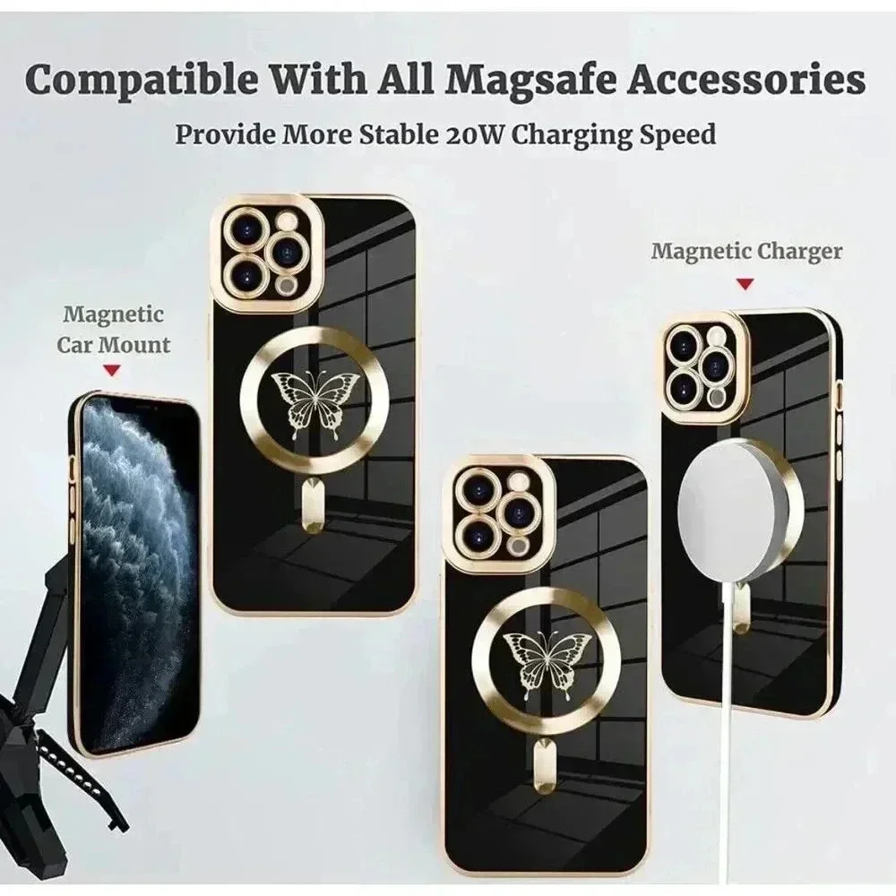 Butterfly Magsafe‎ Case for iPhone 11 Pro Max with Screen Protector Black